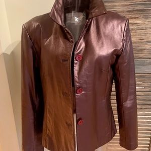 Rose gold metallic leather jacket